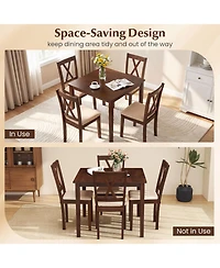 Costway Farmhouse Dining Table for 4 People, 35" Square Kitchen Table with Rubber Wood Legs