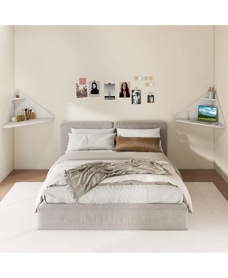 Gouun Floating Corner Desk, Wall-Mounted, Triangular