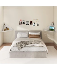 Gouun Floating Corner Desk, Wall-Mounted, Triangular