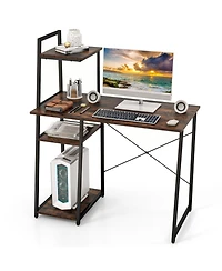 Gouun Wood Home Office Desk with Built-In Power Outlet