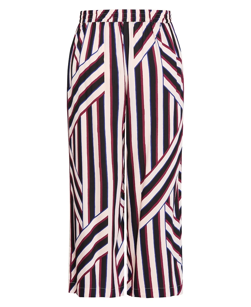 City Chic Plus Haylee Pull-On Wide-Leg Stripe Pants