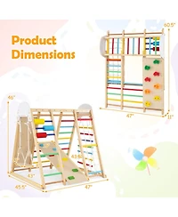 Hongge Foldable Wooden Jungle Gym with Swing and Monkey Bars, Ages 3+