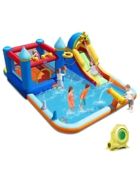 Hongge 193" x 142" x 83" Water Slide Bounce House with Climbing Wall, Supports 4 Children, Ages 3-12