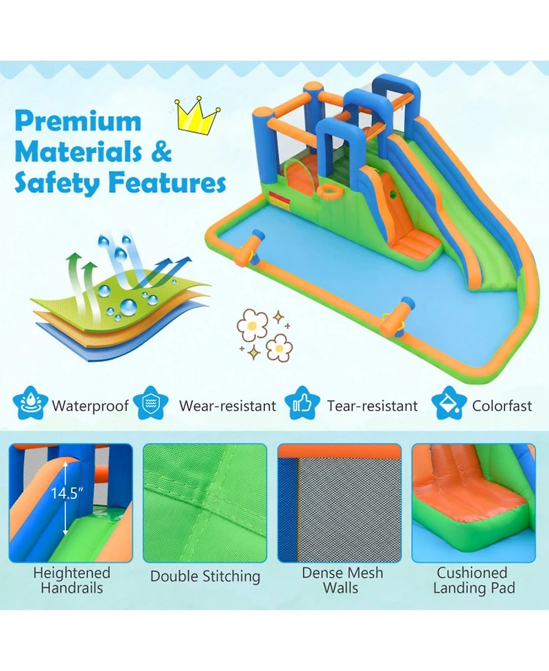 Hongge Inflatable Water Slide Bounce House with Splash Pool and 780W Blower Ages 3-12