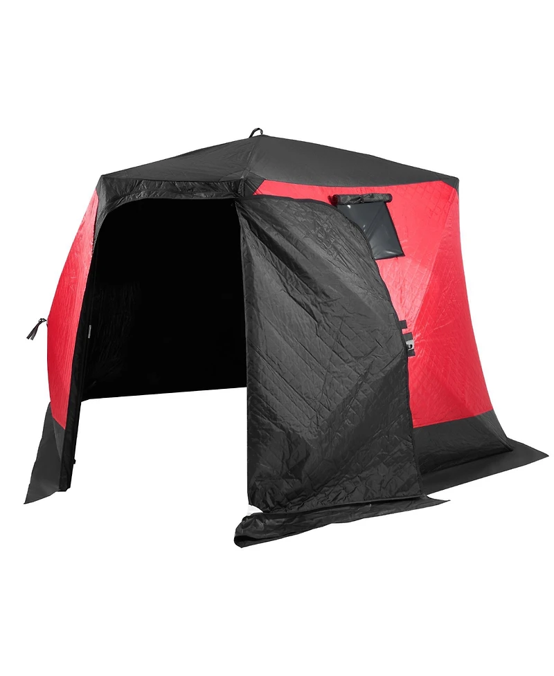 Hongge Insulated Pop Up Ice Fishing Shelter 130 x 130 Inch Thermal Shanty for 6 to 8 People with Anchors and Ropes