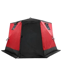 Hongge Insulated Pop Up Ice Fishing Shelter 130 x 130 Inch Thermal Shanty for 6 to 8 People with Anchors and Ropes