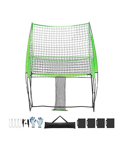 Hongge Height Adjustable Volleyball Training Net System 8 x 11 ft with Ball Return for Serving and Spiking Practice