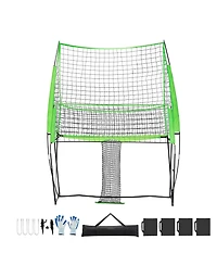 Hongge Height Adjustable Volleyball Training Net System 8 x 11 ft with Ball Return for Serving and Spiking Practice