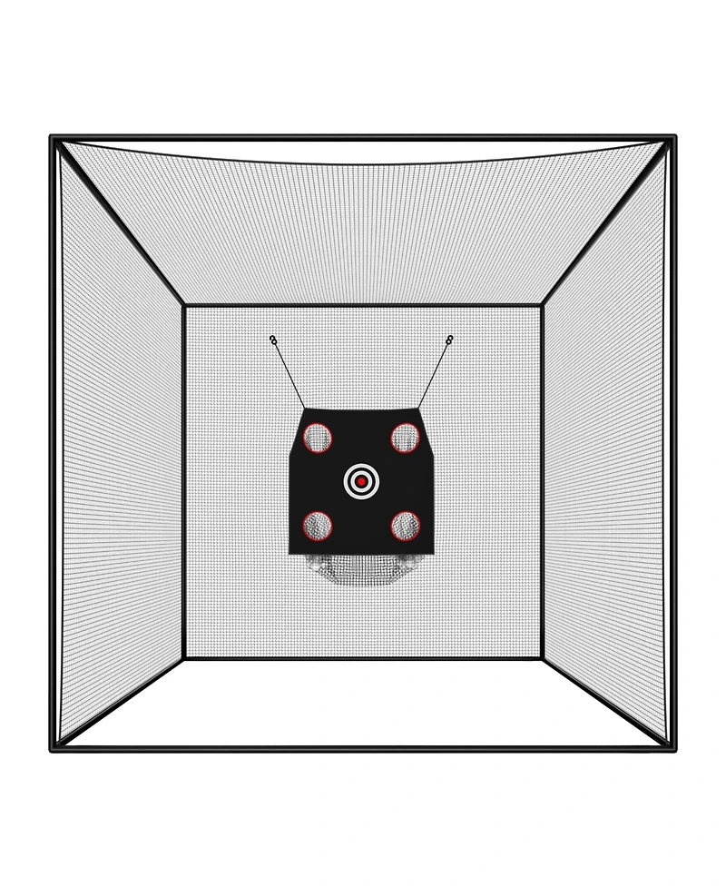 Hongge Golf Driving Cage 10 x 10 x 10 feet with 3-Ply Knotless Polyester Net and 9-Hole Target for Backyard Practice