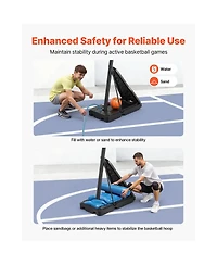 Hongge Portable Basketball Stand 44 in Pc Backboard with Quick Height Adjustment from 8.04 to 10 ft