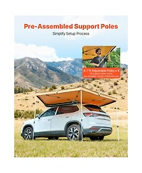 Hongge Retractable 270 Degree Vehicle Side Awning 52 Square Feet Waterproof Upf 50 Plus Shelter for Suv Van and Truck