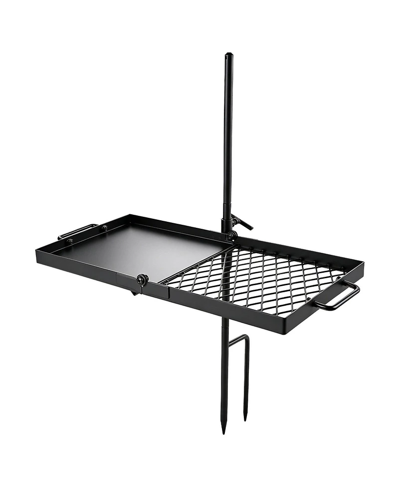 Hongge Heavy Duty Swivel Campfire Grill 24 inches with 360 Degree Rotation and Adjustable Height Grate and Griddle