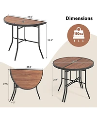 Gouun Outdoor Half-Round Folding Event Table with Metal Frame, 35.5 in Wide for Patio and Garden