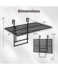 Gouun Folding Balcony Bar Table with 5-Position Adjustable Height