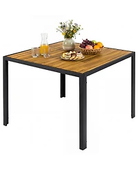 Gouun 36 in Square Acacia Wood Outdoor Dining Table for 4 with Umbrella Hole
