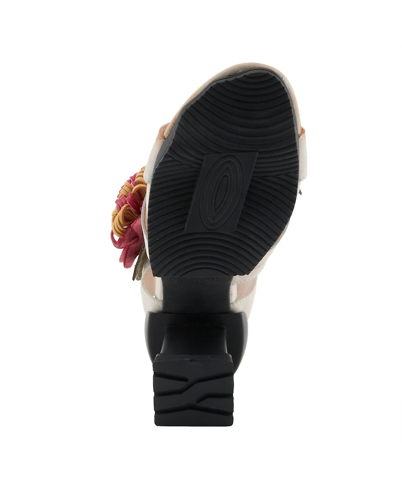 L'Artiste Women's Hooked 3D Floral Heel Sandal with Striking Style and Comfort