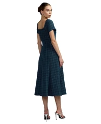 Mac Duggal Petite Embellished Boucle Short Sleeve Midi Dress