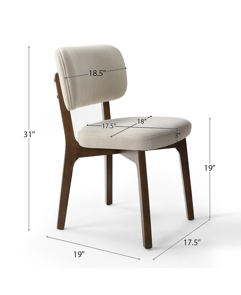 Maison Boucle Modern Upholstered Dining Chairs Set of 4, Woven Linen-Blend Fabric, Padded Seat and Curved Back, Solid Wood Frame Side