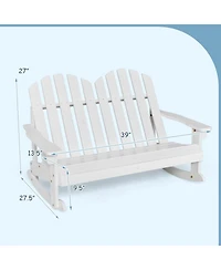 Gouun 2 Person Outdoor Adirondack Rocking Chair with Slatted Seat and 30 Degree Tilt Motion
