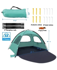 Aofar Beach Tent Sun Shade Shelter Extendable Floor Mesh Windows