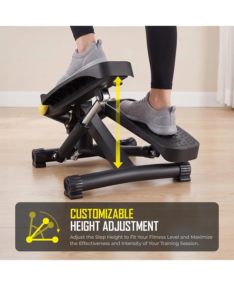 Sugift Mini Stair Stepper for Exercise with Resistance Bands Lcd Monitor 300 Lbs Hydraulic Fitness Stepper