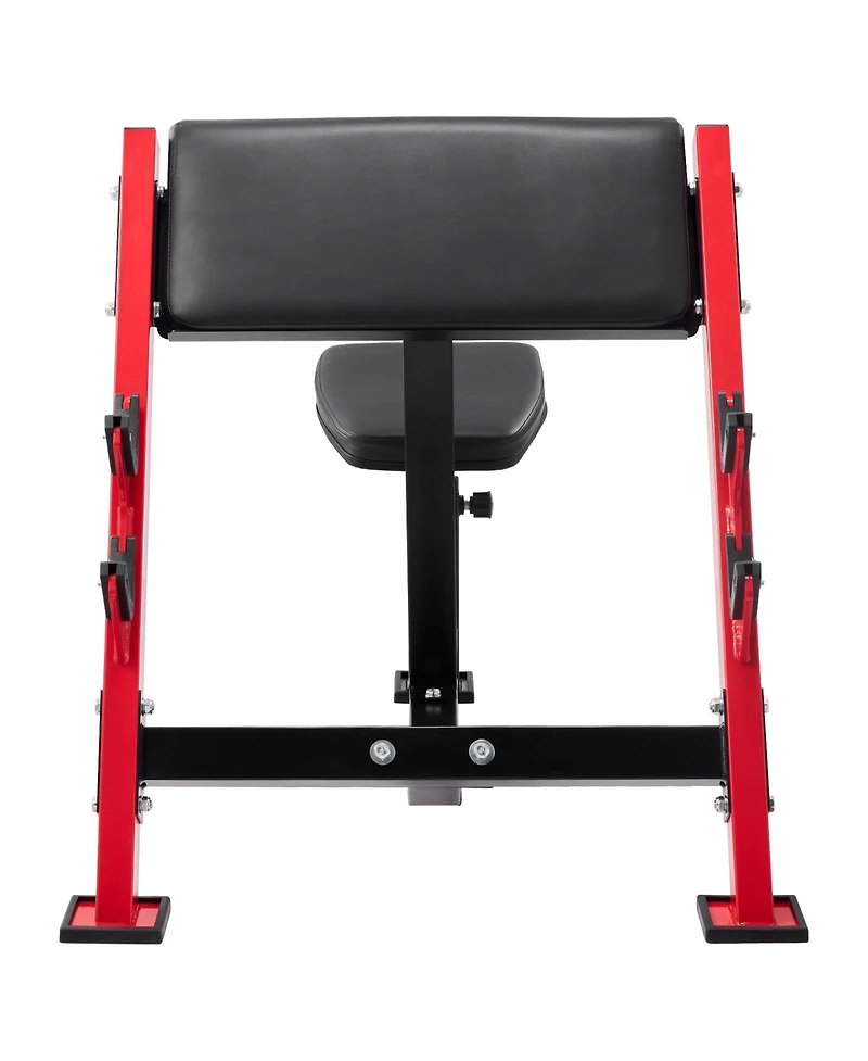 Hongge Adjustable Preacher Curl Bench 660 lbs Max Load Seated Bicep Station with Barbell Holders