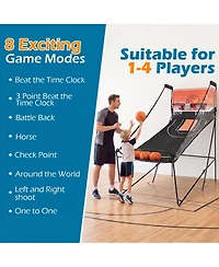 Sugift Foldable Kids Basketball Arcade Game Hoop Machine with 8 Playing Modes for 1-4 Players