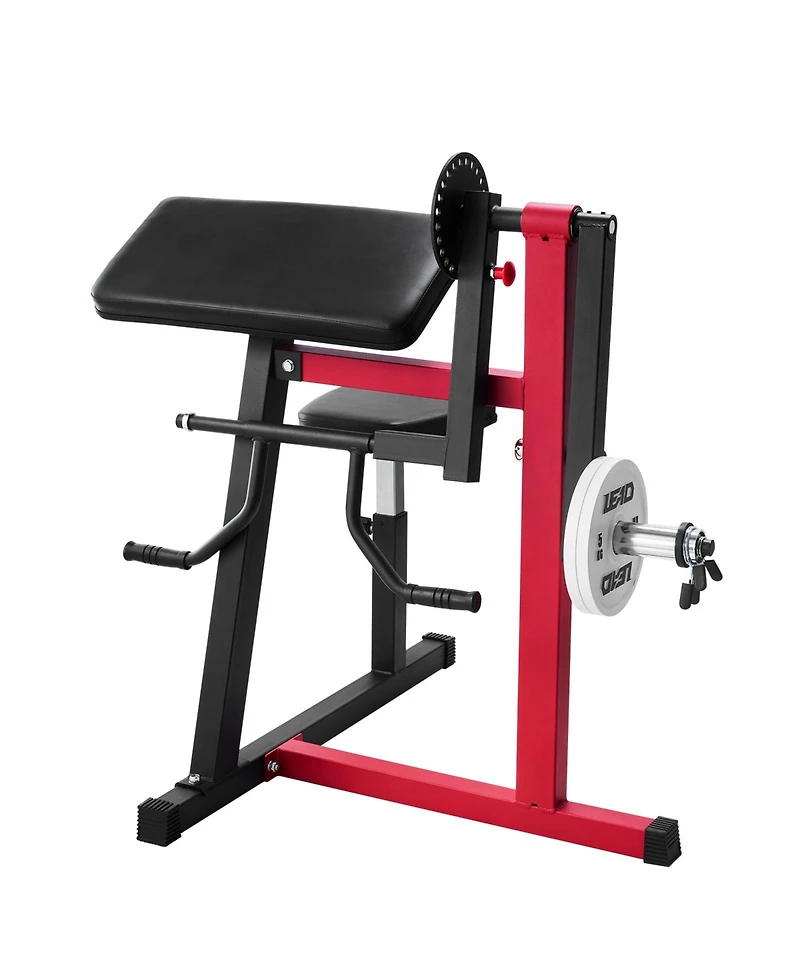 Hongge 2-in-1 Preacher Curl and Triceps Extension Machine with 7-Level Seat for Isolated Arm Training