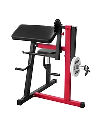 Hongge 2-in-1 Preacher Curl and Triceps Extension Machine with 7-Level Seat for Isolated Arm Training