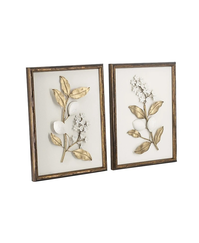 Laoties 13x17" Botanical Framed Iron Branch Wall Art, Set of 2