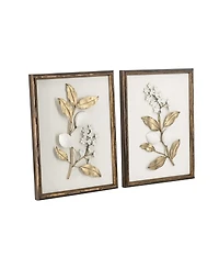 Laoties 13x17" Botanical Framed Iron Branch Wall Art, Set of 2