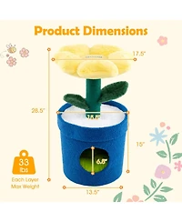 Sugift Cat Tree with Flower Padded Perch and Condo for Indoor Cats