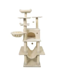 Sugift 63in Tall Large Cat Tree Tower for Indoor Cats with Condo and Hammock