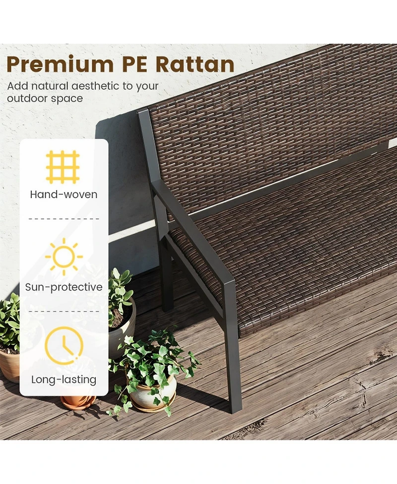 Sugift Sun-Proof Rattan Loveseat with Soft Sponge Seat for 2