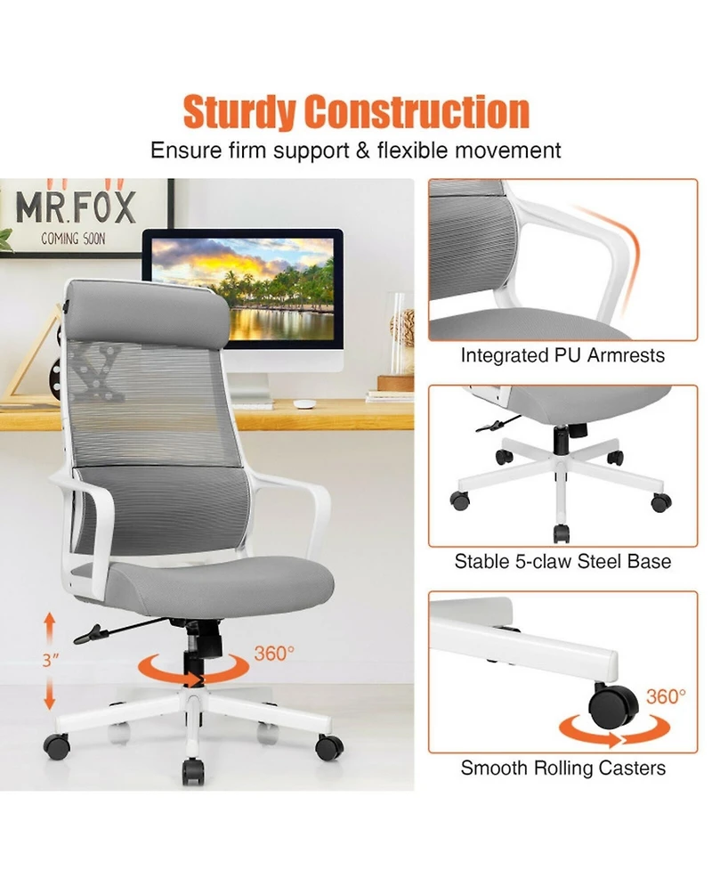 Gouun High Back Mesh Office Chair with Adjustable Heating Headrest and Lumbar Support
