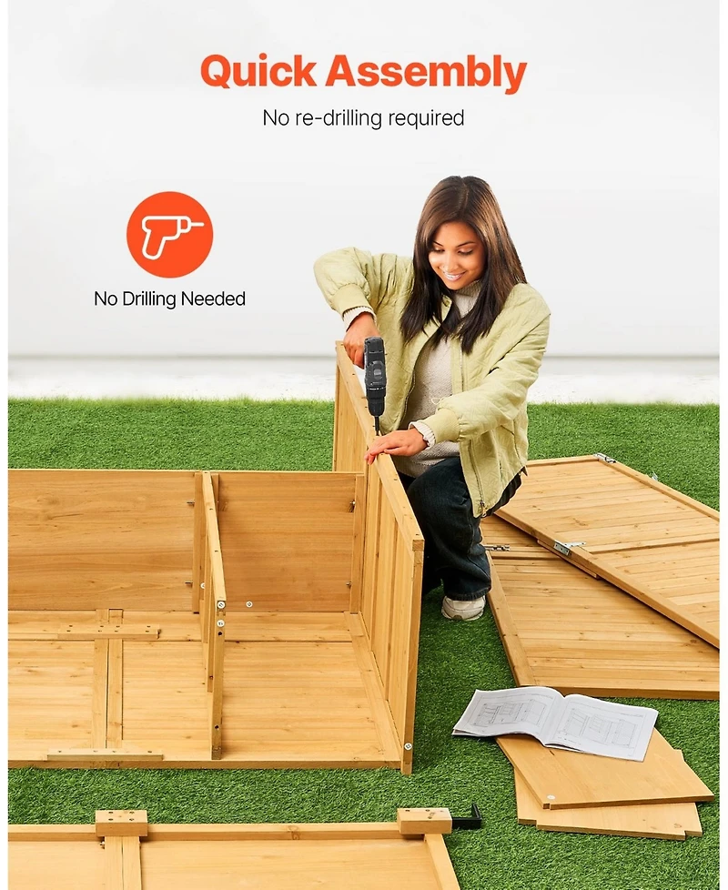 Gouun Cedar Wood Outdoor Storage Shed with Waterproof Roof and Lockable Doors