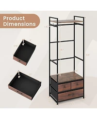 Sugift Clothes Rack with 3 Fabric Drawers Shelves Side Hooks and Metal Frame