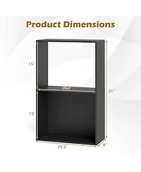 Sugift 3-Tier Freestanding Bookshelf with Open Storage Compartment and Display Shelf