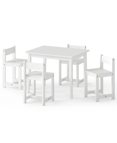 Sugift 5-Piece Kids Solid Rubber Wood Table and Chairs Set Toddler Activity Table