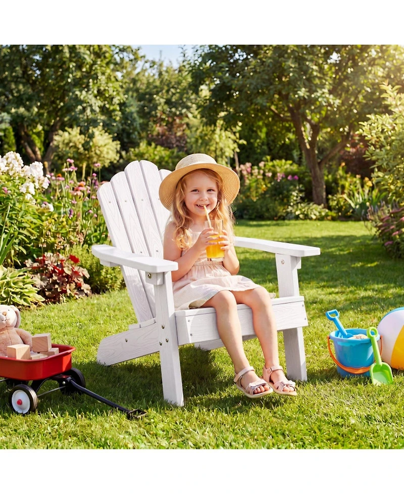 Sugift Kids All-Weather Adirondack Chair with Tilted High Backrest for Children