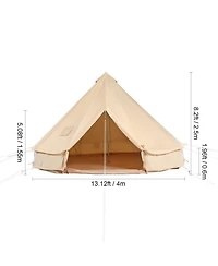 Hongge 4 Season Canvas Bell Tent 13.12 feet Diameter Yurt with Stove Jack and 8 Windows Sleeping up to 6