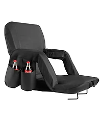 Hongge Wide Folding Stadium Seats 2-Pack 25 in with 6 Reclining Angles 2.75 in Cushion and Armrests