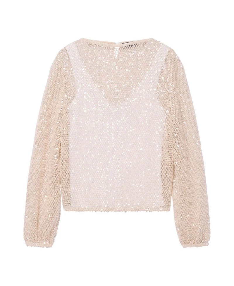 Mint Velvet Women's Sequin Long-Balloon-Sleeve Blouse