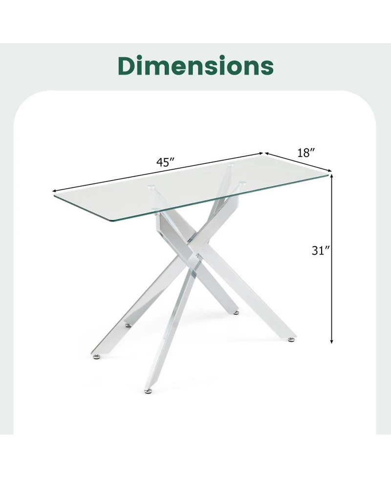 Sugift Modern Glass Console Table with 8mm Tempered Glass Top Entryway Table