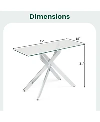 Sugift Modern Glass Console Table with 8mm Tempered Glass Top Entryway Table