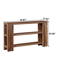 Slickblue Wood Console Table with 3 Open Storage Shelves