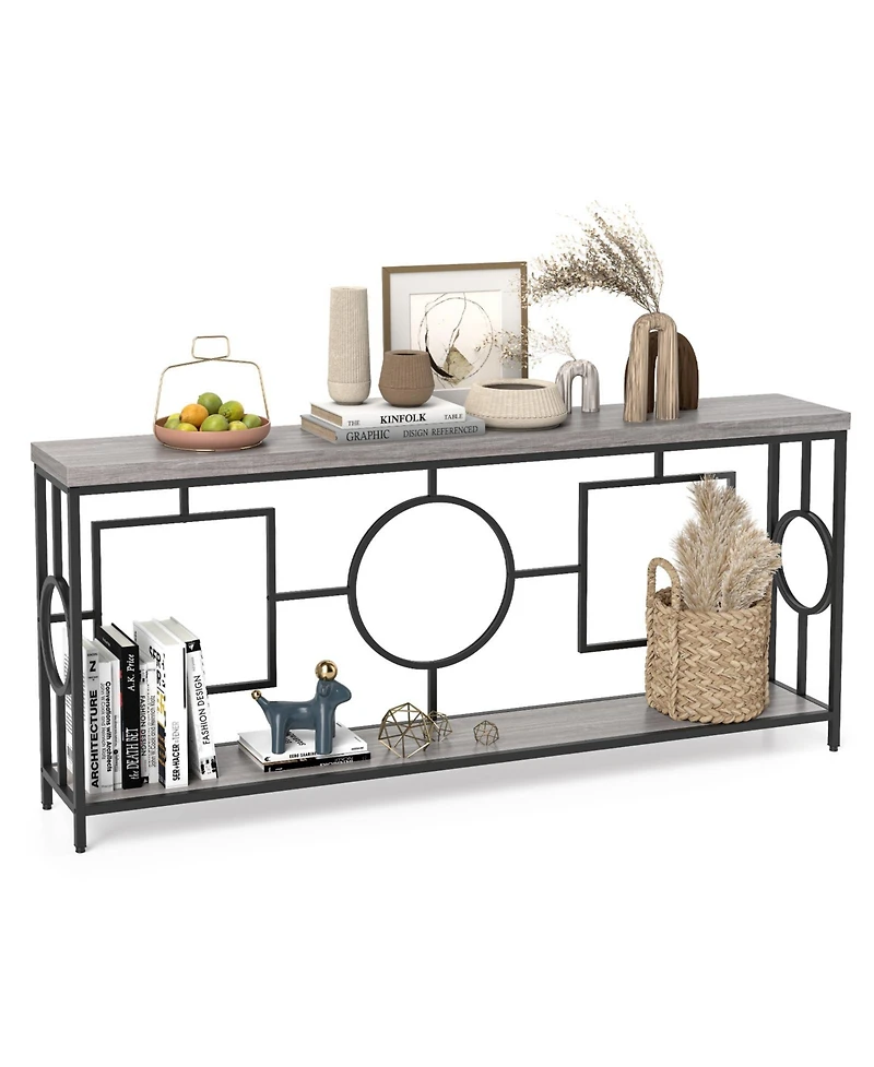 Slickblue Modern 2-Tier Console Table with Storage for Hallway