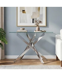 Slickblue Modern Glass Console Table with Clear Tempered Glass Top