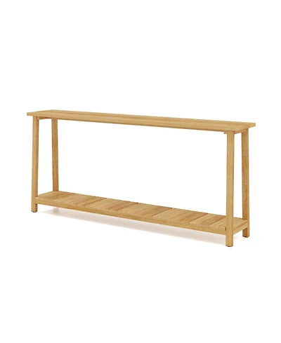 Slickblue Farmhouse 2-Tier Console Table with Teak Wood Frame