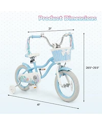 Slickblue Sea Princess 14" Adjustable Kids' Bicycle with Basket, Ages 3+
